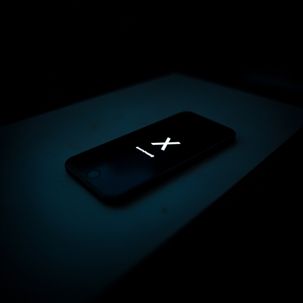 A smartphone screen showing the X app with an error message, dark background