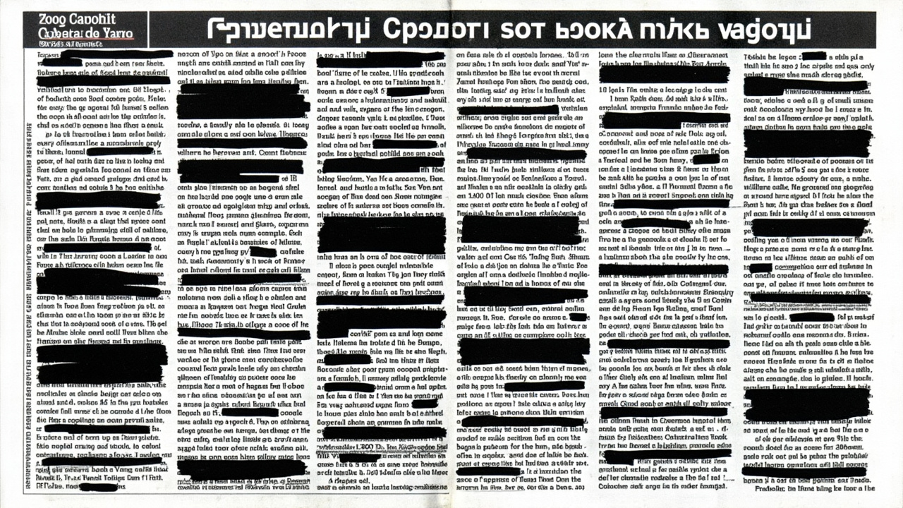 A redacted page from an Israeli newspaper with black bars across multiple paragraphs