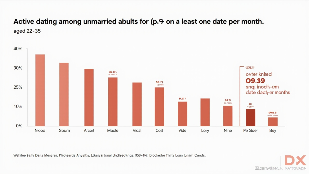 A bar chart showing the decline of active dating among unmarried adults aged 22 to 35, with only 31 percent going on at least one date per month