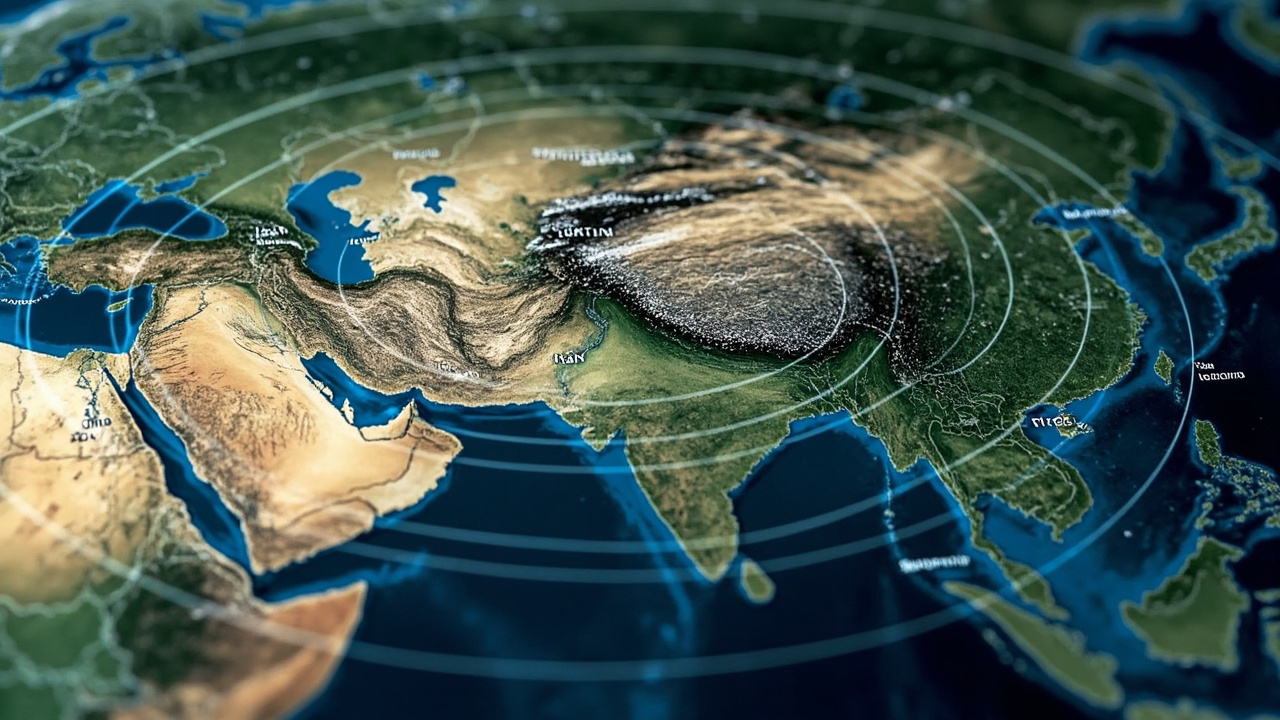 Map overlay showing a 4,000-kilometer range ring centered on Iran, with European capitals including Rome, Berlin, and Paris falling within the radius