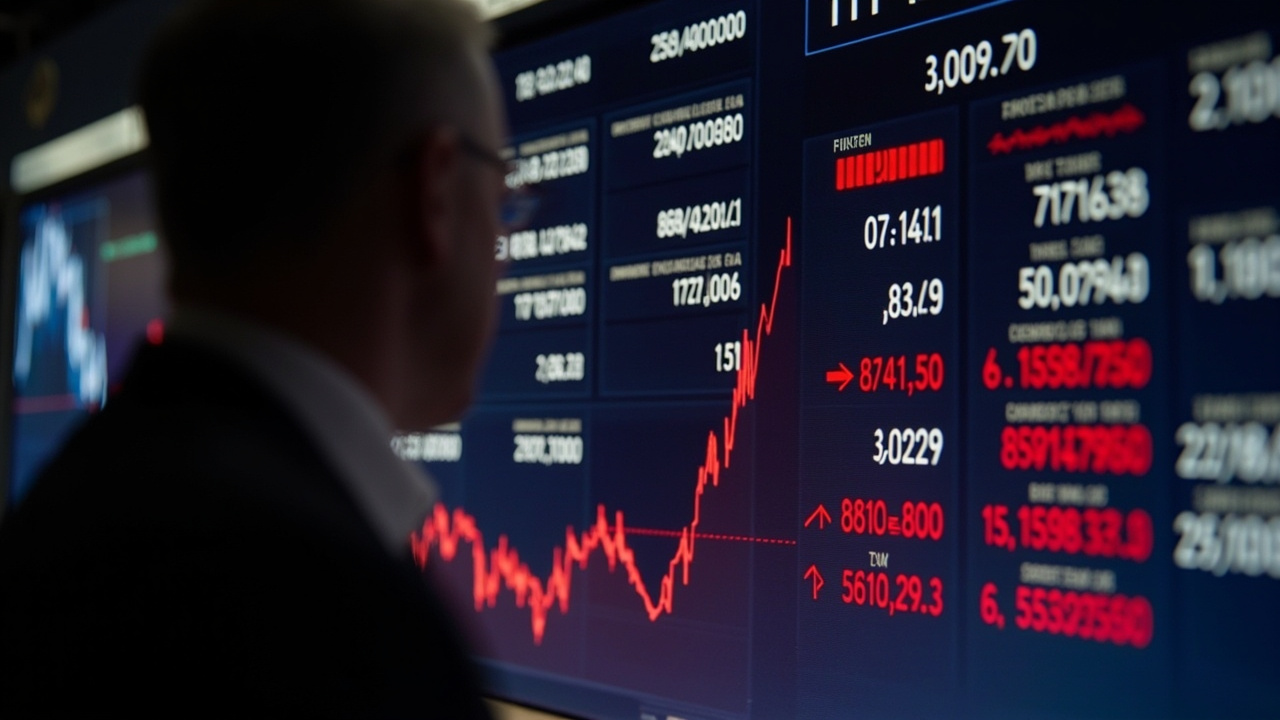 European TTF gas futures trading board showing prices near EUR 70/MWh, with red arrows dominating the screen
