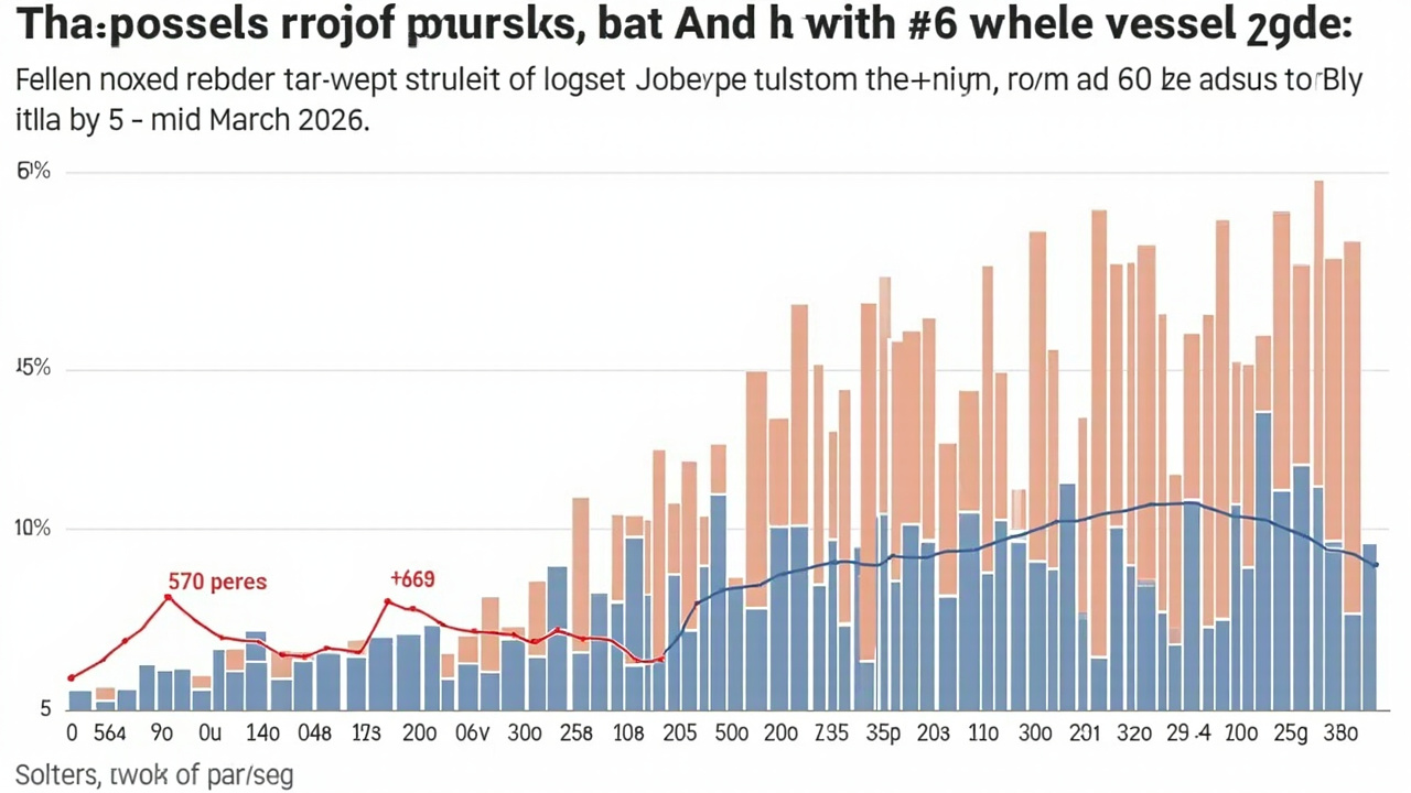 A bar chart showing daily vessel transits through the Strait of Hormuz falling from roughly 60 per day pre-war to fewer than 5 by mid-March 2026