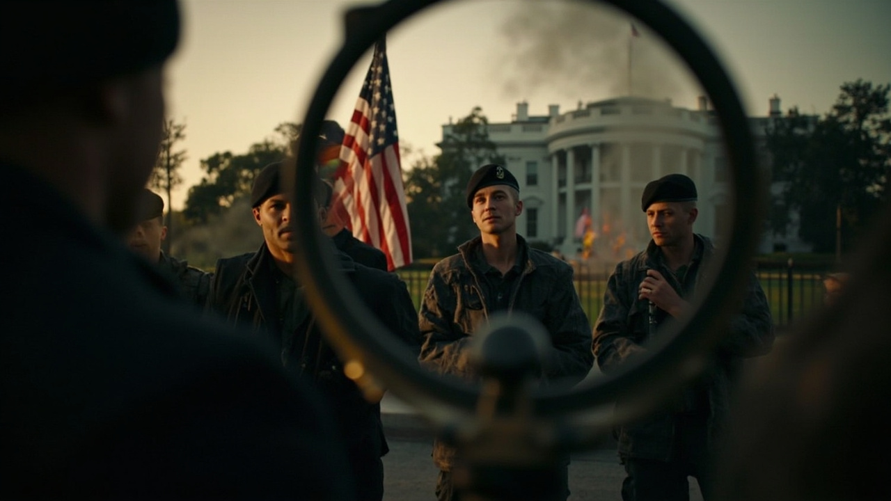 White House social media post reading POV March Madness at the White House Champions only alongside Operation Epic Fury war footage