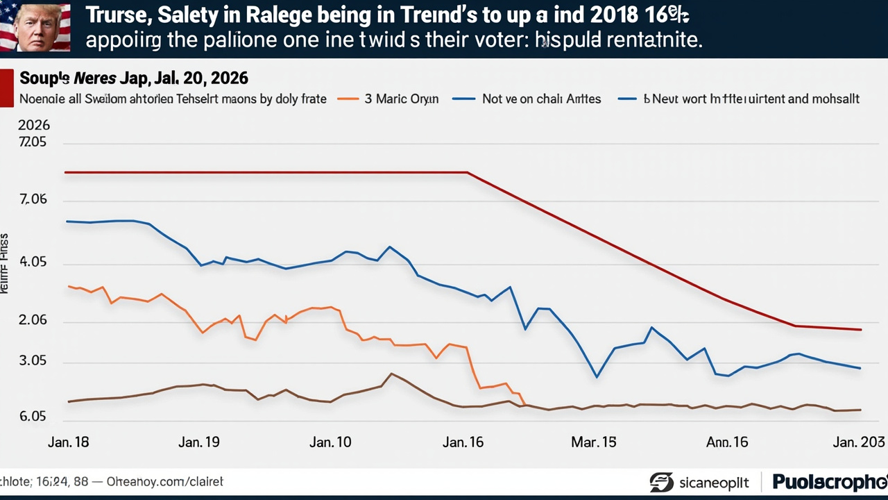 A polling chart graphic showing Trump's approval rating trend line declining among independent voters from January through March 2026