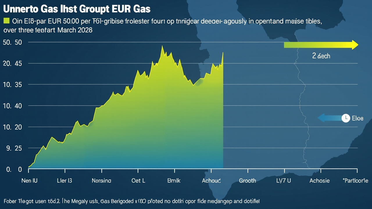 A TTF gas price chart showing a steep climb from EUR 35 to near EUR 70 per megawatt-hour over three weeks in March 2026