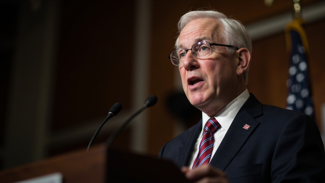 Treasury Secretary Scott Bessent speaking at a press conference about Iran war funding