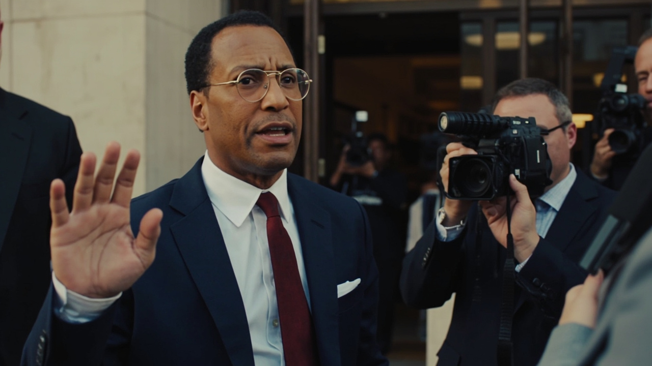 Don Lemon waving to media outside the Edward R. Roybal Federal Building in Los Angeles