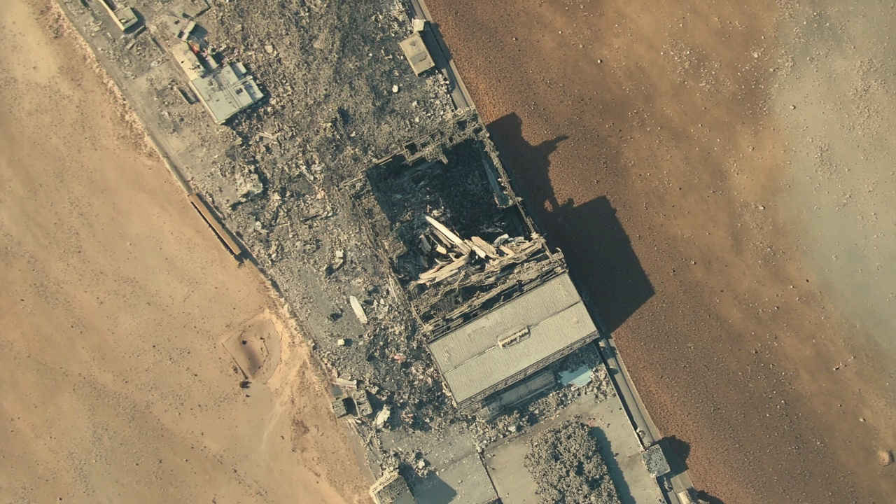 Satellite view showing damage to Iran's Natanz nuclear enrichment facility after the second confirmed strike