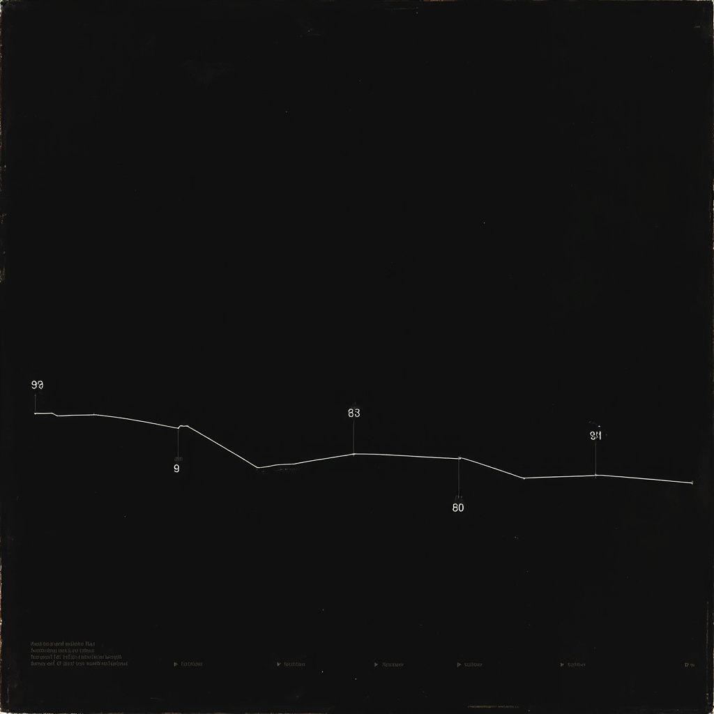 A stark data visualization showing the United States freedom score declining from 93 to 81 on a downward trend line against a dark background