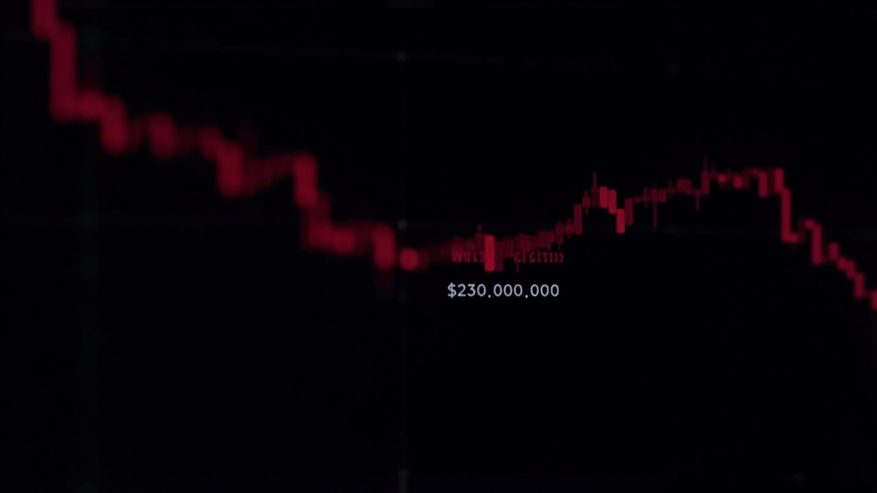 Red candlestick chart showing Bitcoin's price declining below the $70,000 line on a dark trading terminal screen