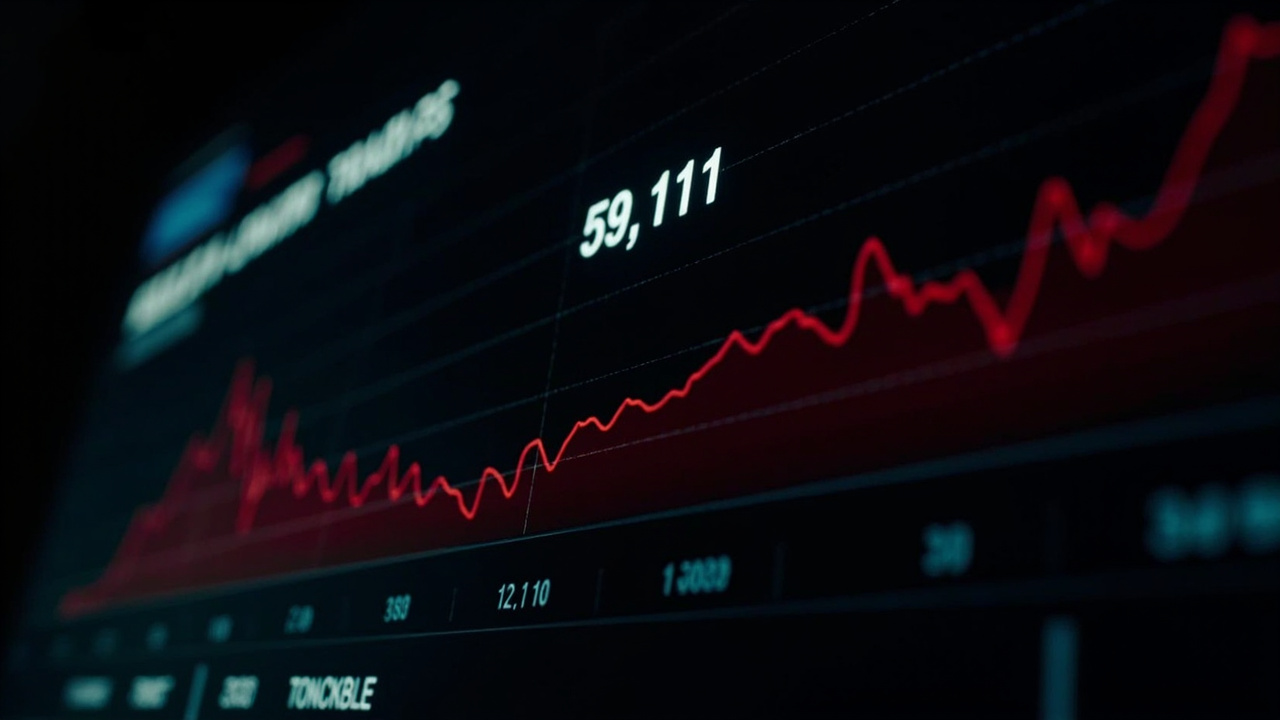 A layoff tracker dashboard showing a rising red line graph with the number 59,121 prominently displayed