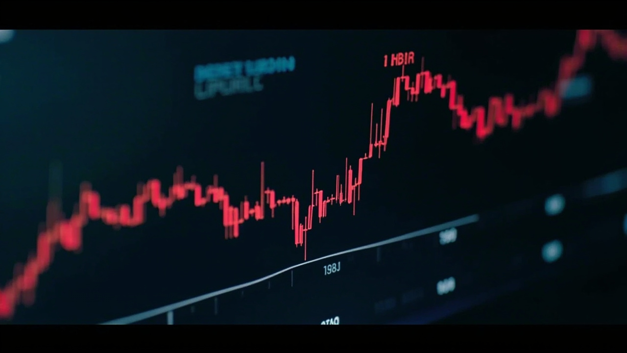 Digital commodity trading screen showing Brent crude futures chart with a steep upward trendline in red
