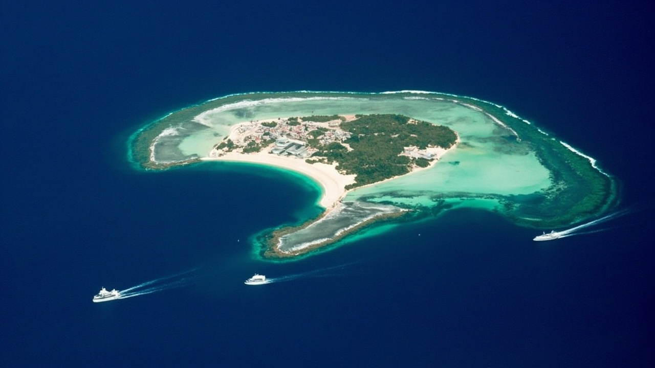 Satellite image of Diego Garcia atoll, showing the US naval support facility