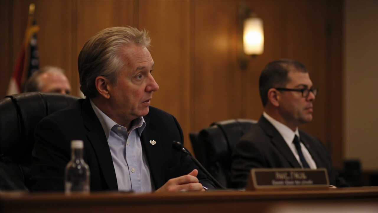 Douglas County Commission chambers, Lawrence Kansas, during tenant eviction defense vote