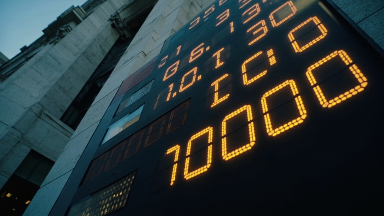 Federal Reserve building exterior with rate display