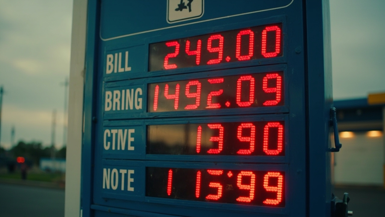 Gas station price sign showing elevated fuel costs