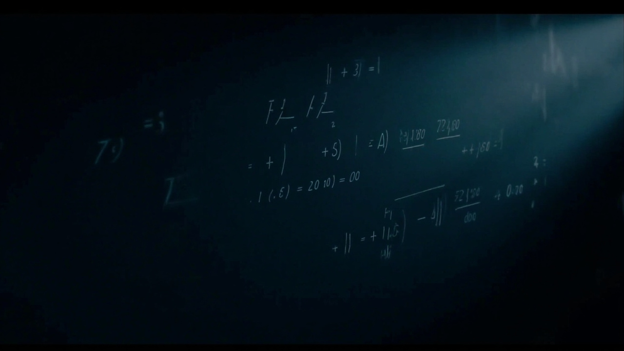 Physics equations on dark background, suggesting mathematical analysis of athletic movement