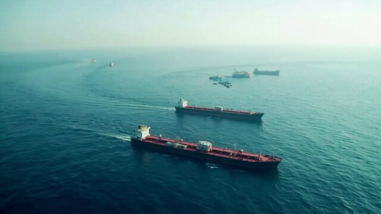 Oil tankers anchored near the Strait of Hormuz as geopolitical tensions reshape global energy routes