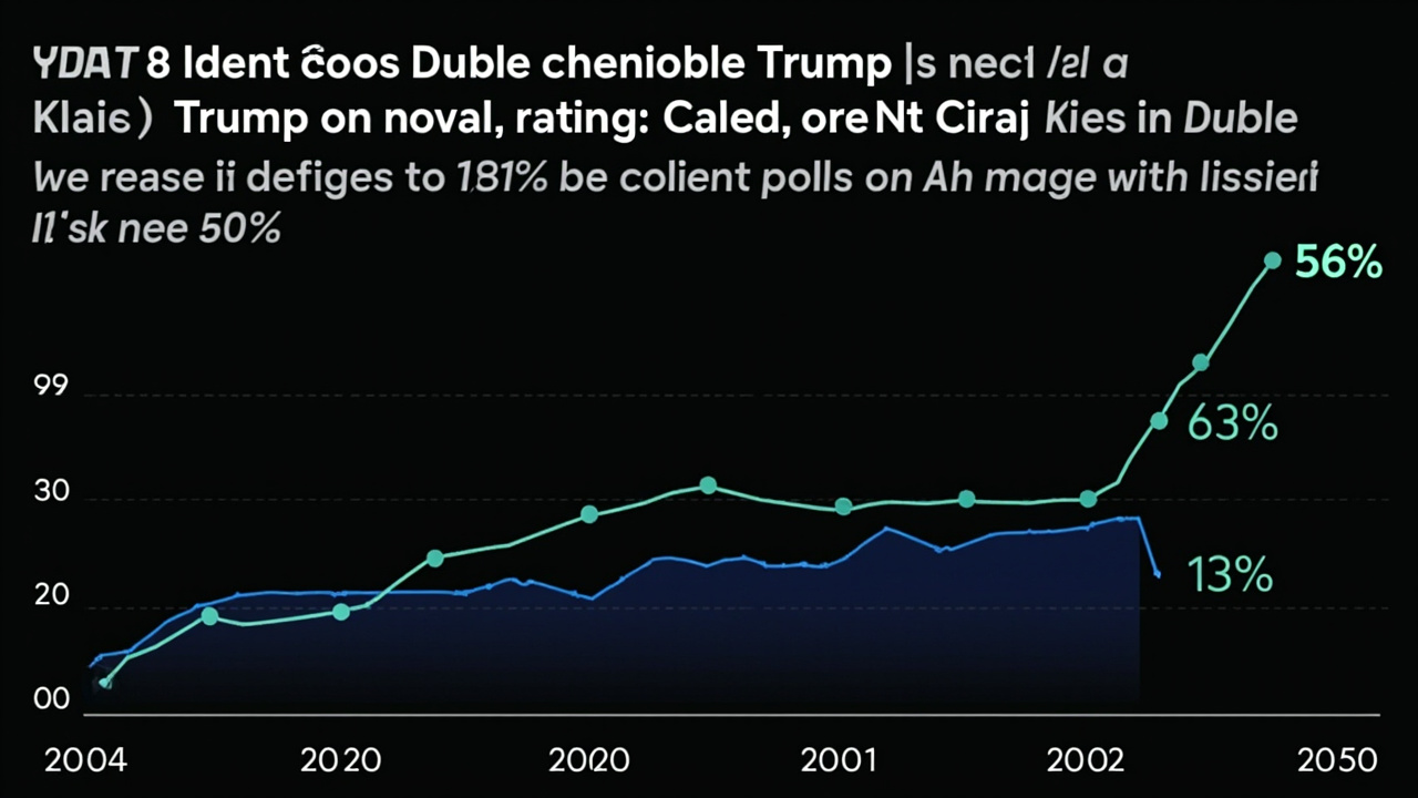 Graph showing Trump's approval rating decline with disapproval at 56% in recent polls during Iran war