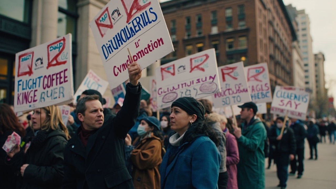 Progression of No Kings protest signs showing evolution from DOGE cuts to war authorization concerns over three months