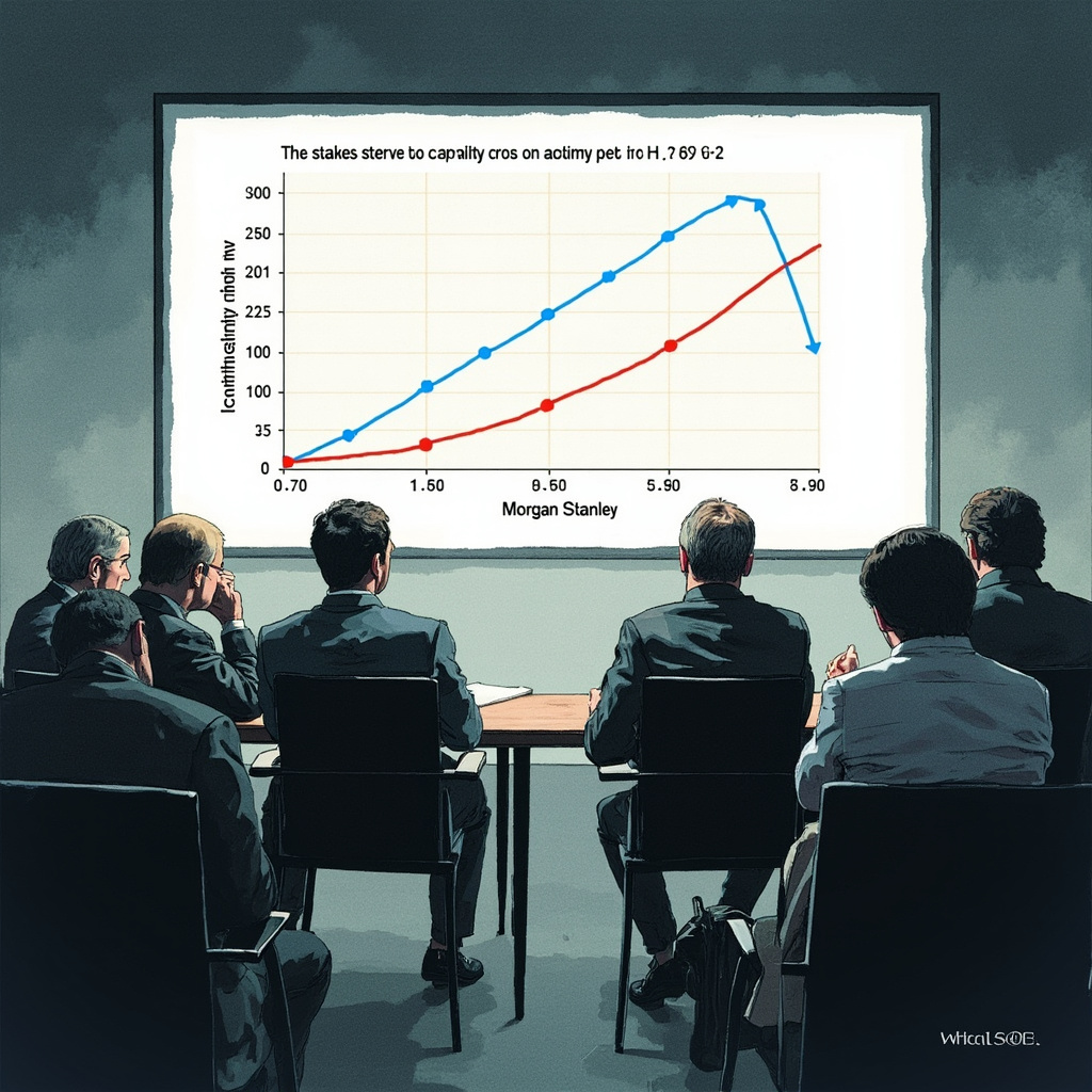 A server room corridor with rows of blinking blue and green lights stretching into the distance, cool lighting, futuristic atmosphere
