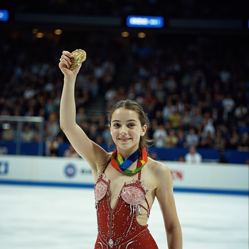 Ilia Malinin holding up gold medal at the 2026 World Figure Skating Championships in Prague