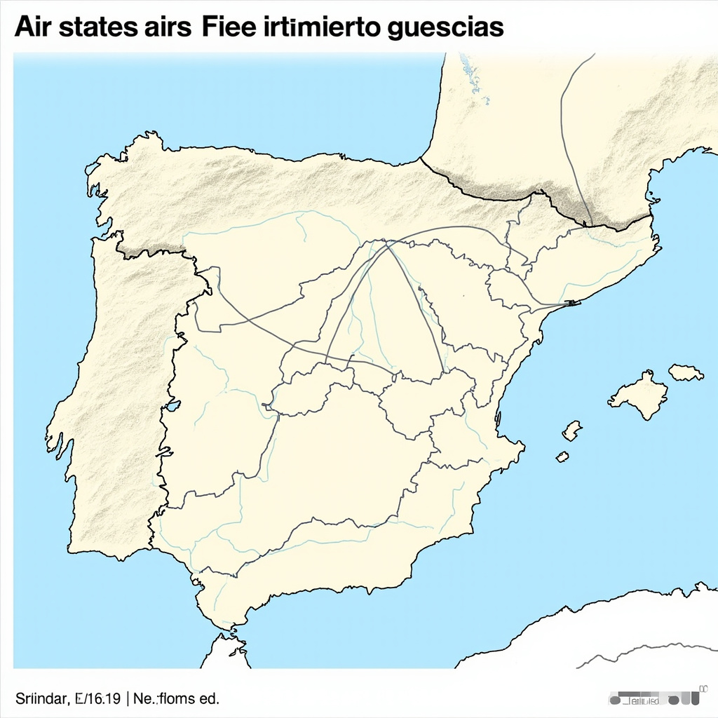 Map of Iberian Peninsula showing airspace zones under review