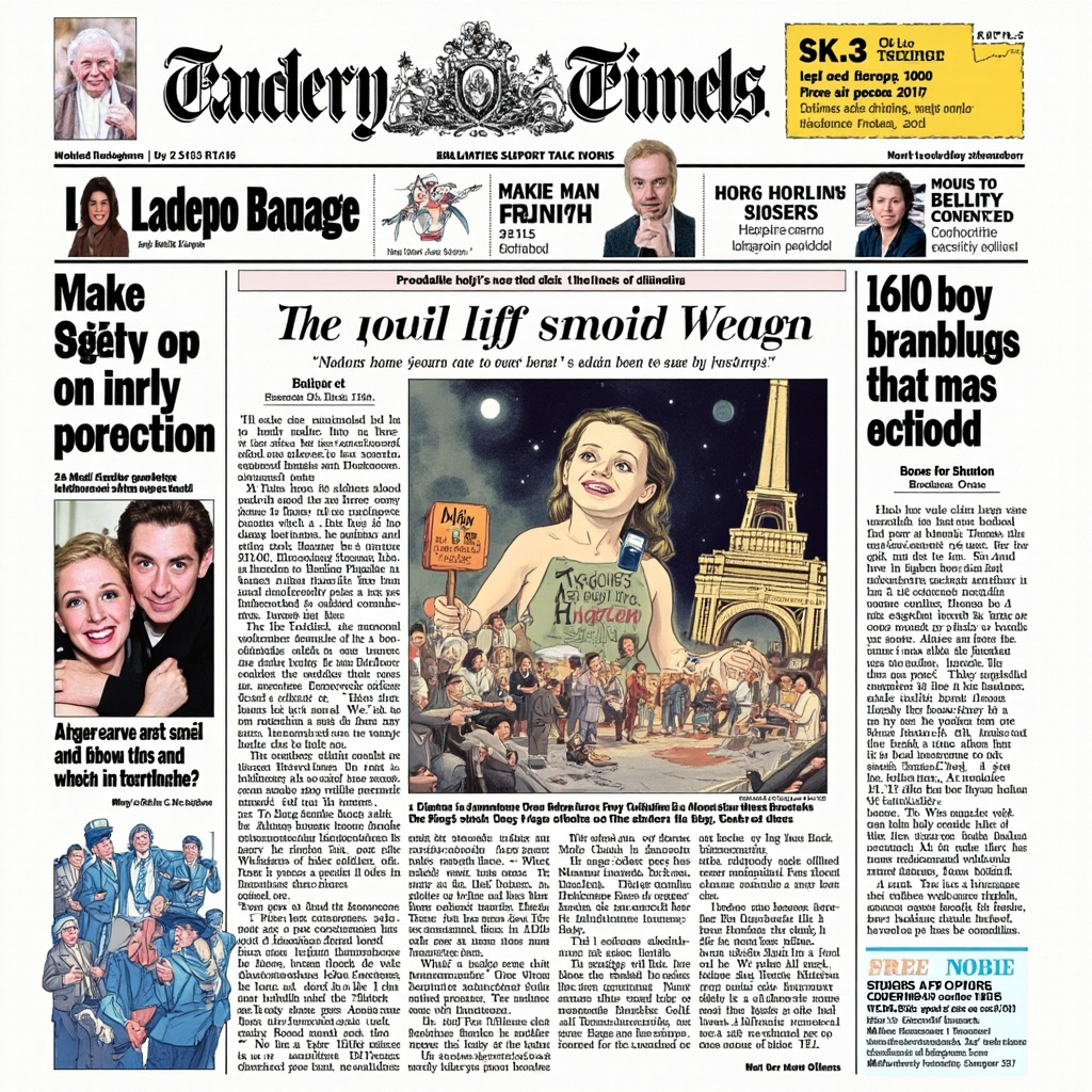 Newspaper front page with headlines that read like satire but are real