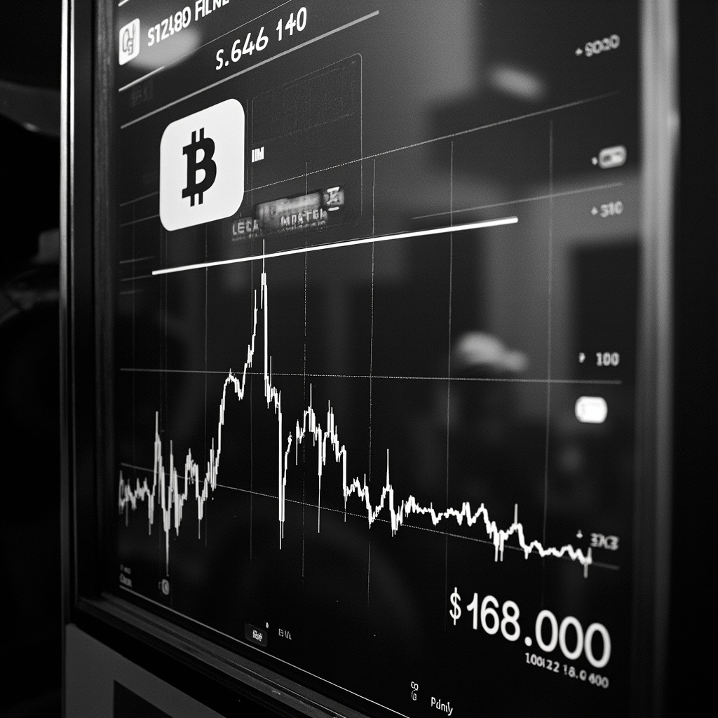 Bitcoin price chart showing steep decline from $126,000 peak to $66,000 range