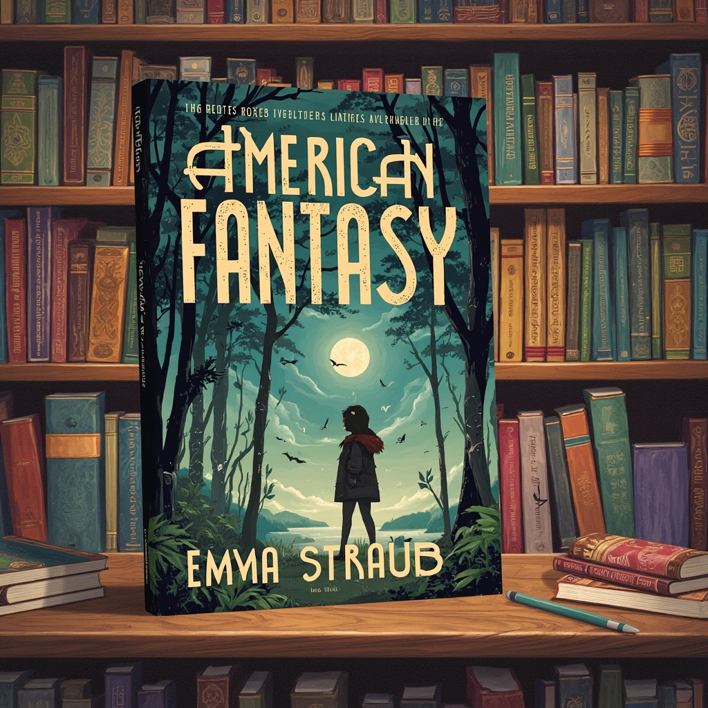 American Fantasy book cover by Emma Straub displayed in a bookstore