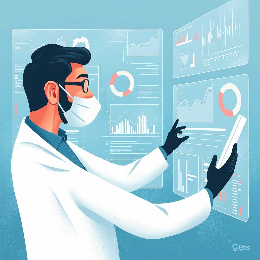 Medical researcher reviewing clinical trial data on a screen