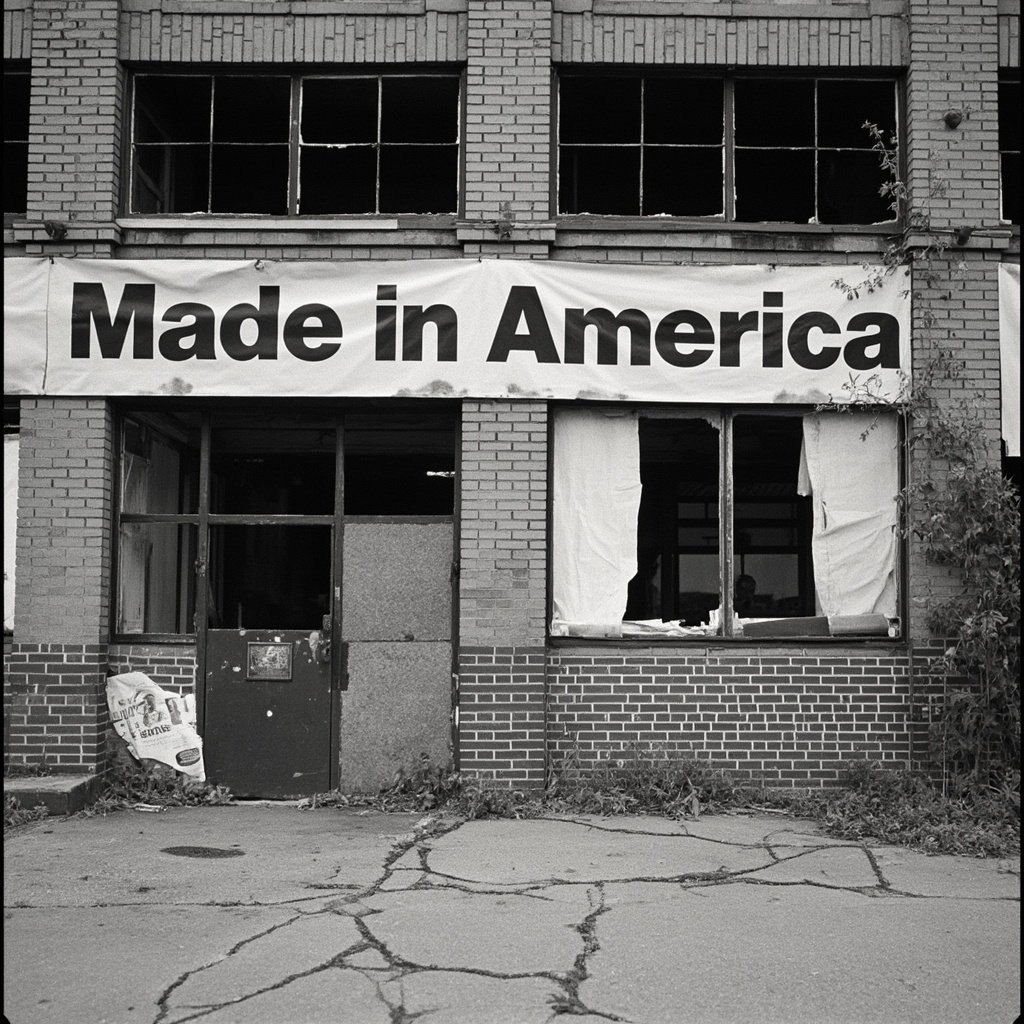 Chart showing manufacturing employment declining against tariff revenue collected