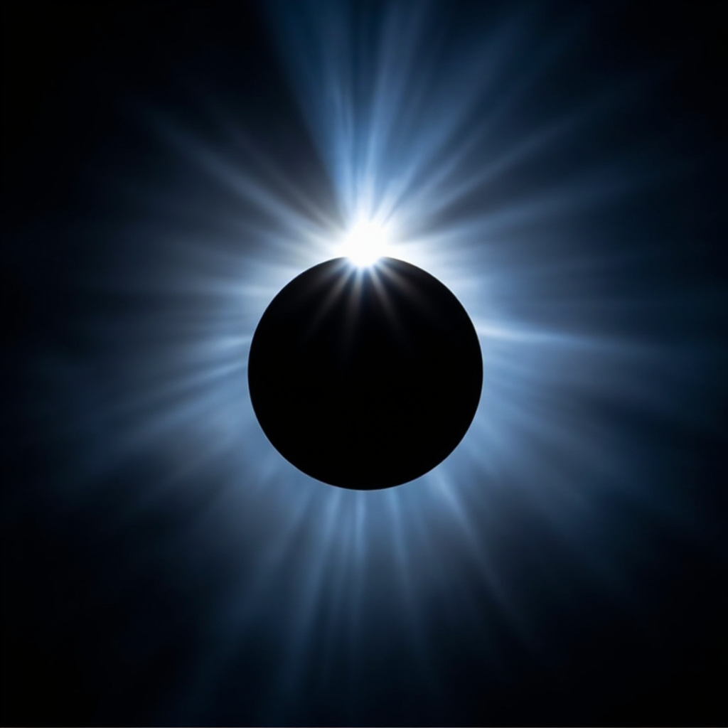 Total solar eclipse with diamond ring effect and corona visible against darkened sky