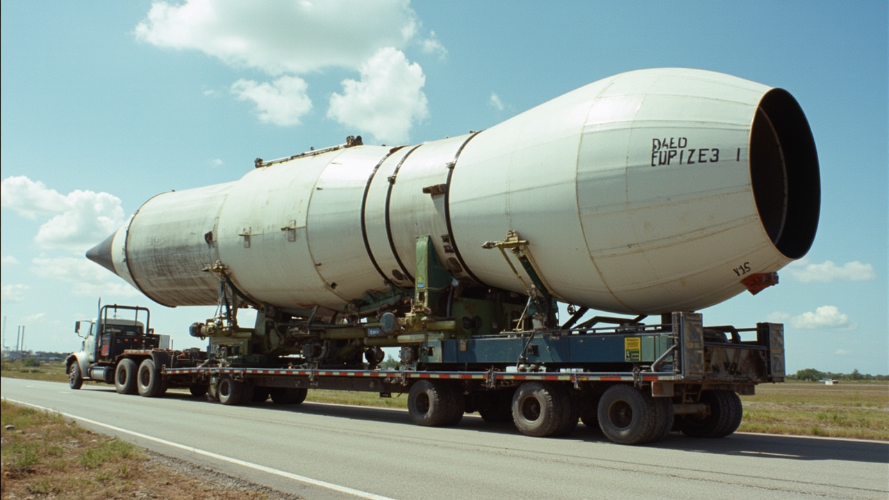 NASA's Artemis II Space Launch System rocket on the crawler-transporter heading to Launch Pad 39B at Kennedy Space Center