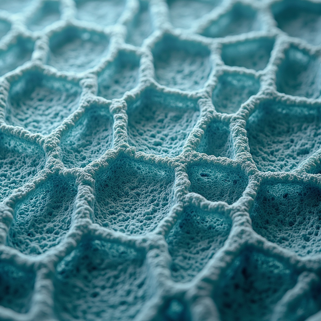 Microscopic view of porous carbon material structure used for CO2 capture