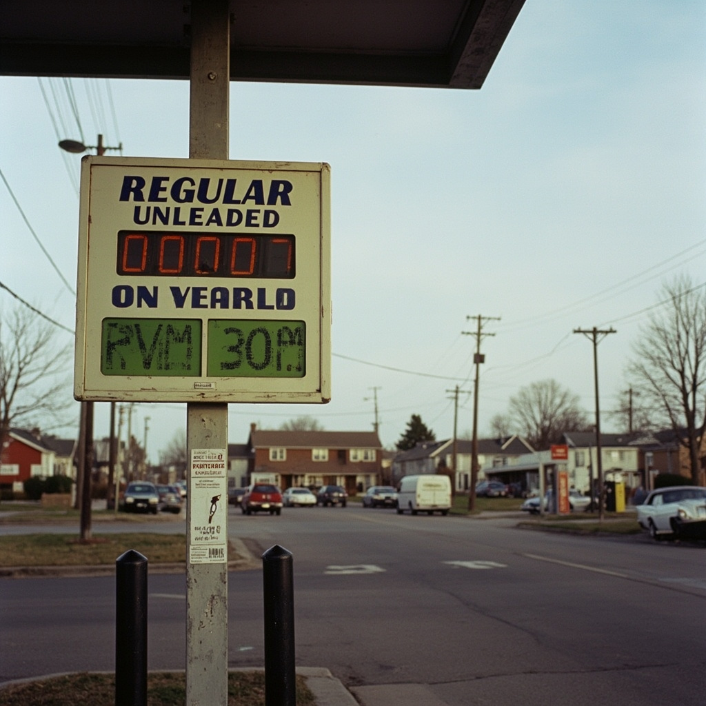Gas station price sign showing regular unleaded above four dollars per gallon