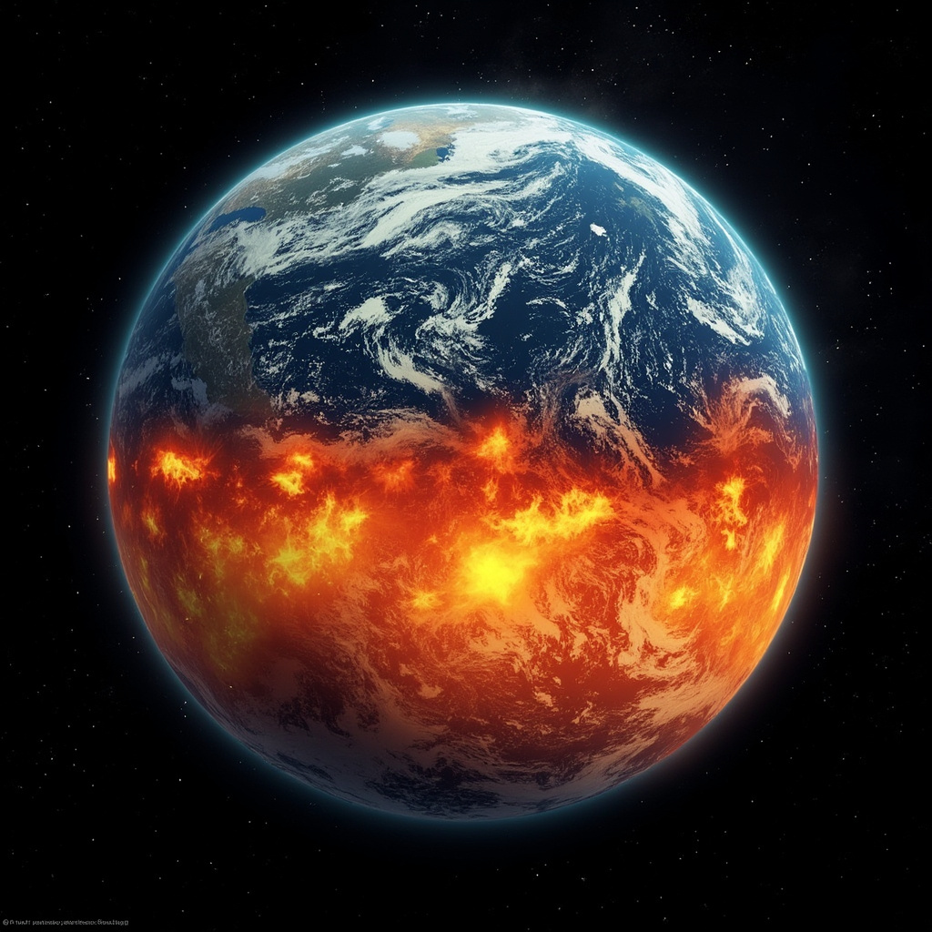 Globe visualization showing Earth's energy imbalance with heat concentrating in the oceans