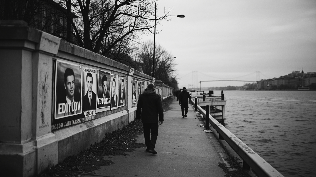 Hungarian election campaign poster on Budapest street