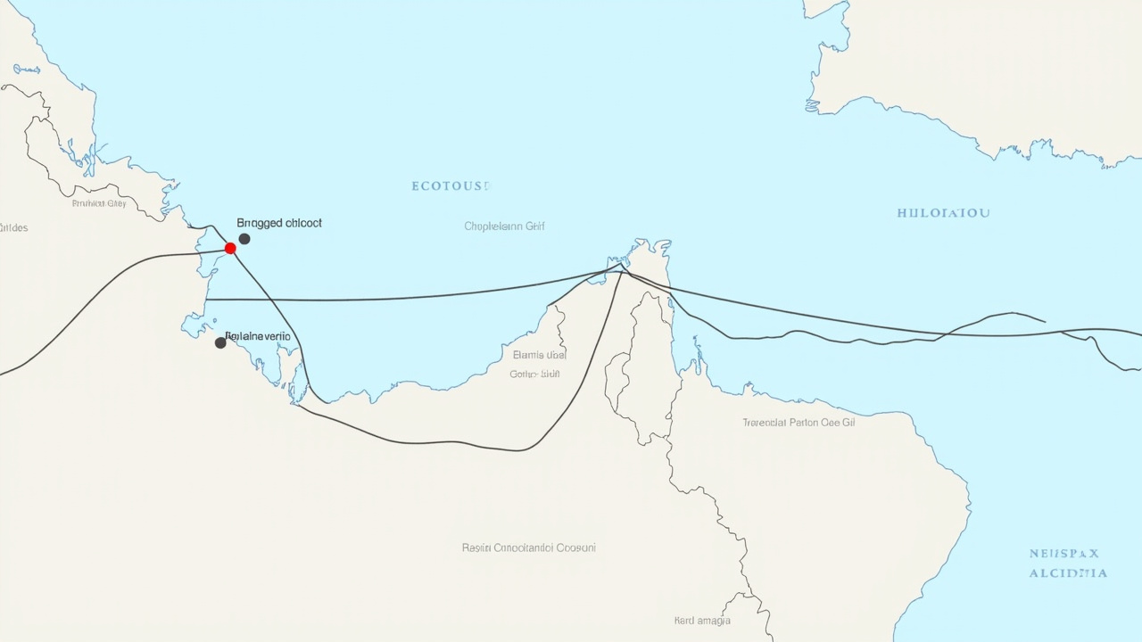Map of Persian Gulf showing bridge locations