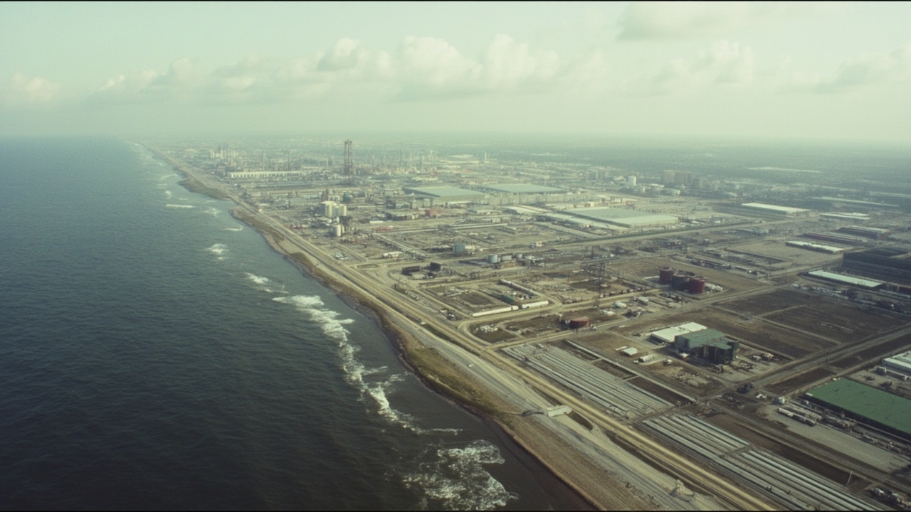 Iraqi oil terminal, pipelines and storage tanks, Persian Gulf