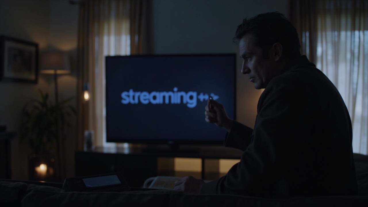 Netflix logo on large screen TV in dimly lit room