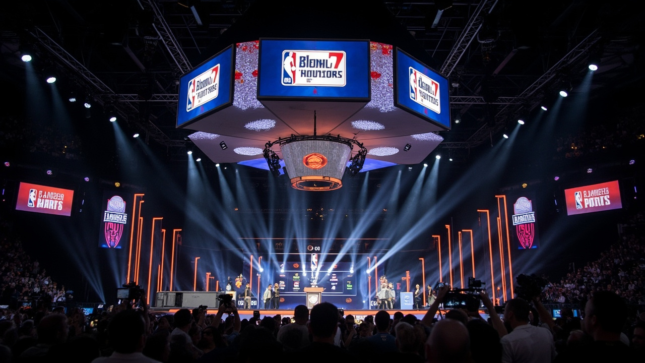 Basketball draft board with team logos and player names