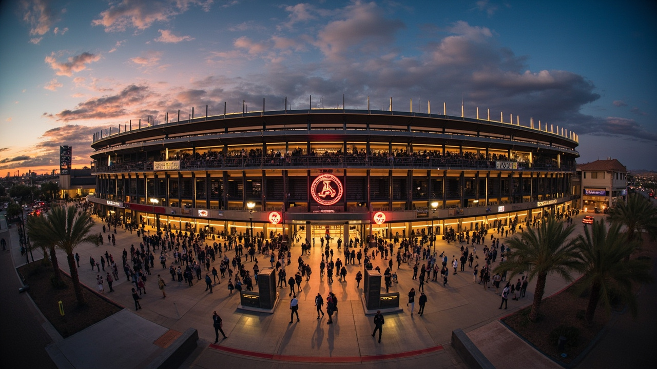 Mortgage Matchup Center arena exterior in Phoenix, basketball fans approaching