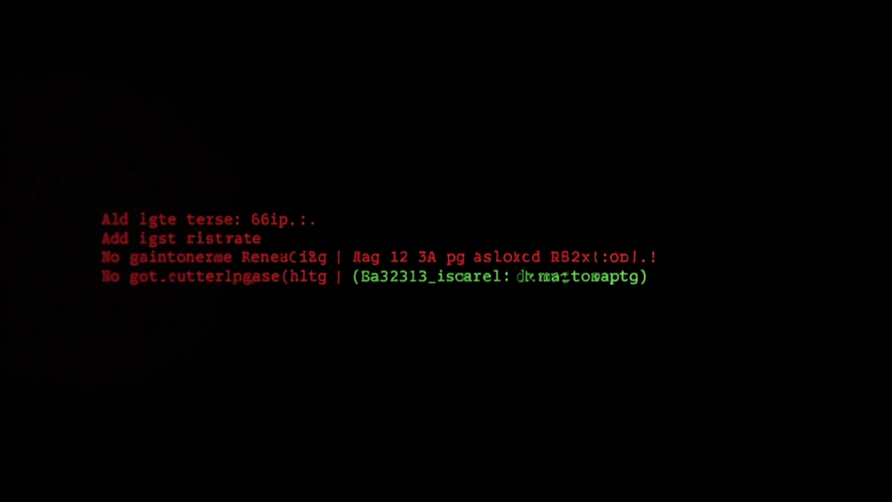 Dark terminal screen with scrolling code and a highlighted exploit payload, hacker aesthetic, red and green text