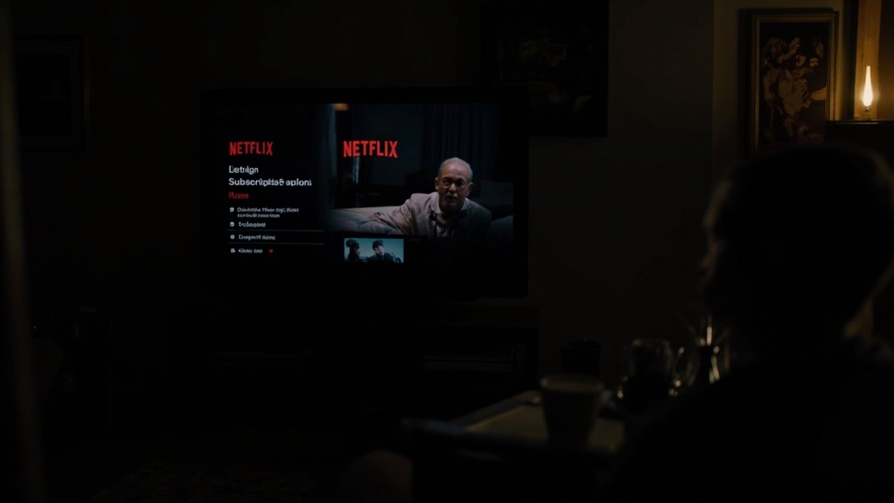 Netflix app interface on a television screen with subscription pricing visible