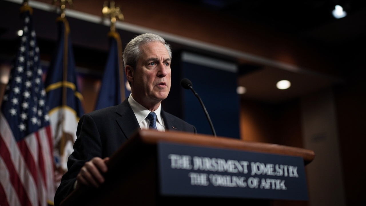 Robert Mueller at a podium during his tenure as FBI director
