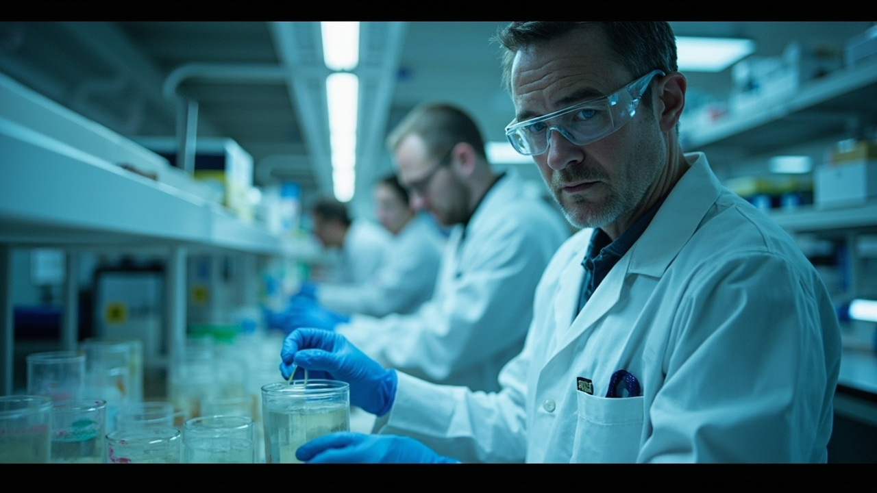 Laboratory mice in a research setting with medical equipment
