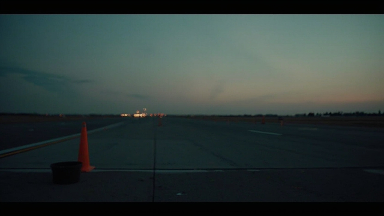 LaGuardia Airport runway with investigation markers visible