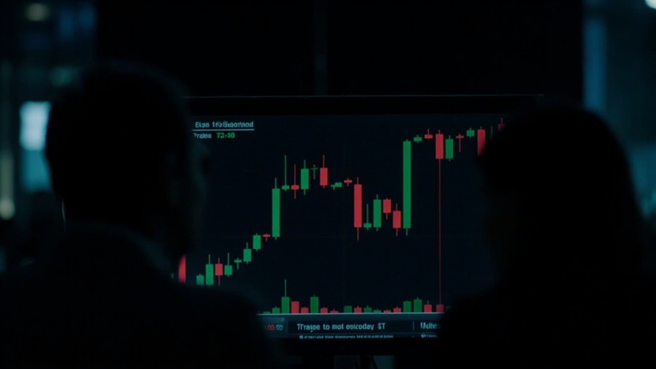 A digital trading screen showing crude oil price charts with a sharp V-shaped reversal pattern