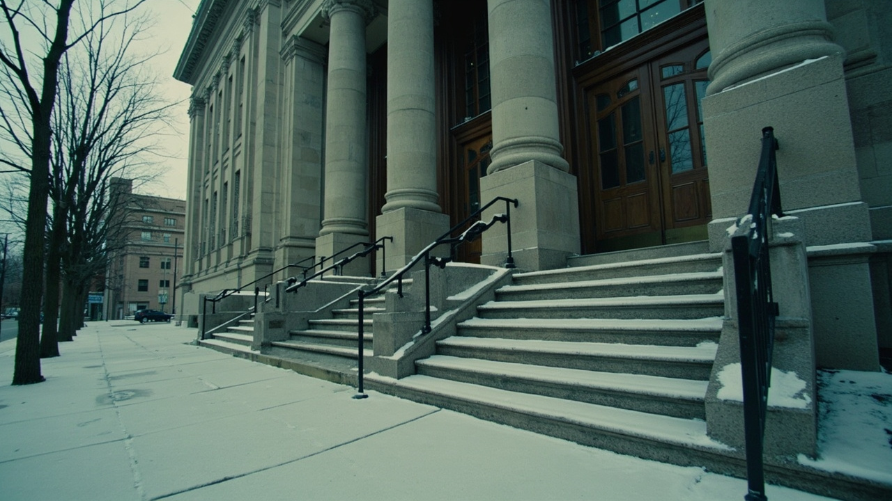 Federal courthouse entrance in St. Paul Minnesota with no media present